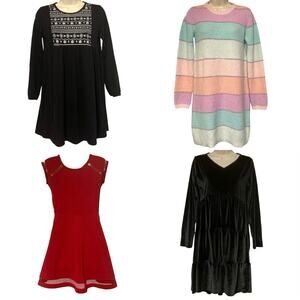 Girls Sz 16 Dress Lot Of 4 Old Navy Children’s Place Fall Winter Holiday Casual